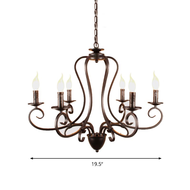 Sala de velas Candelier Hanging Traditiony Metal 6/8 cabezas de techo negro Luz de colgante