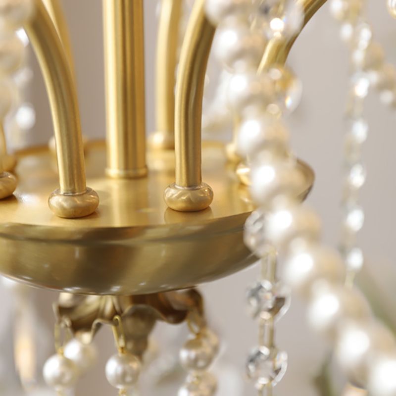 American Chandelier Brass Multi Light Hanging Light with Crystal for Bedroom