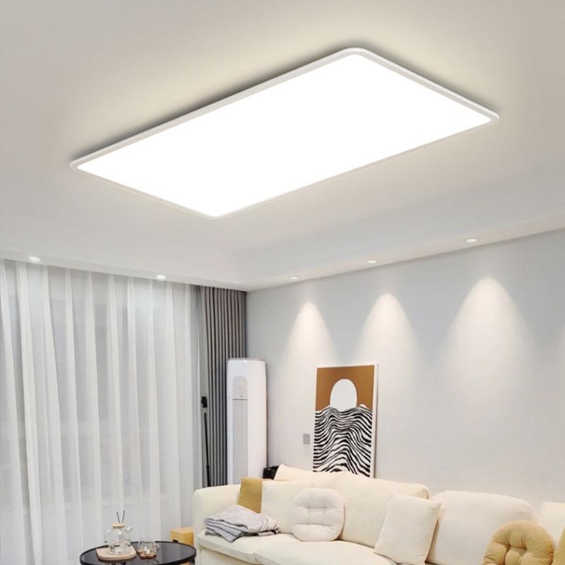 Geometric Flush Mount Fixture Contemporary Metal 1 Light Flush Light in White