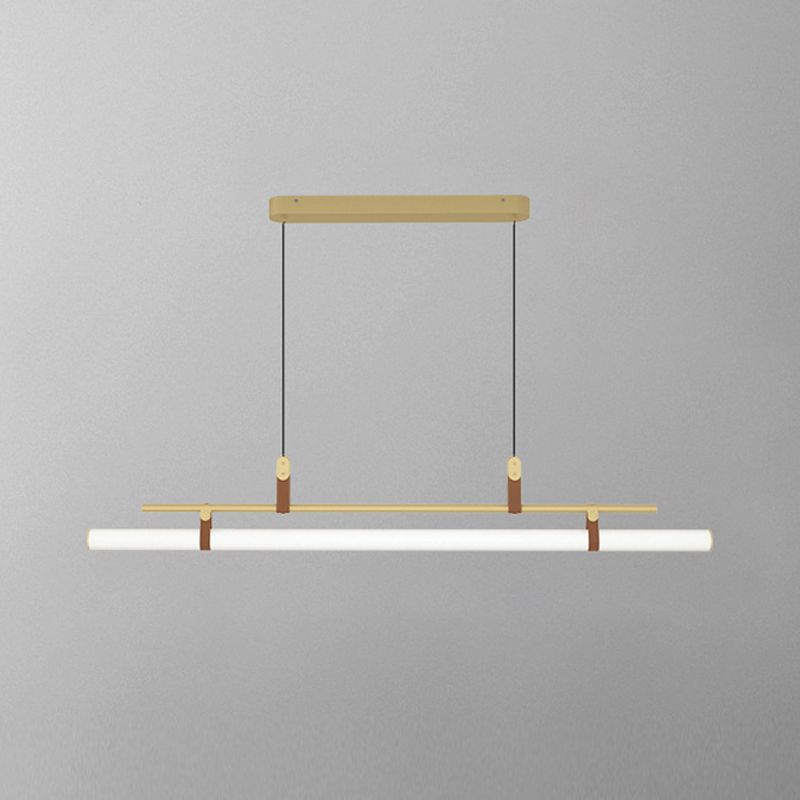 Nordic Style Island Light Metal Straight Island Pendant for Dining Room