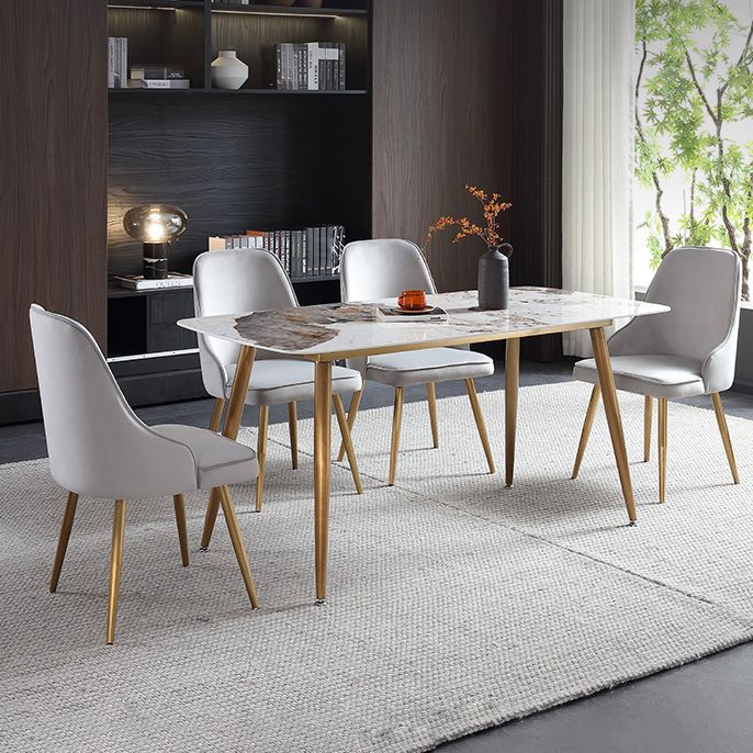 Mesa de comedor de piedra rectangular muebles de lujo tradicionales con 4 patas
