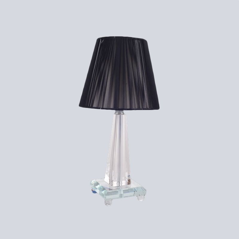 Contemporáneo 1 Mesa Cabeza Lámpara de escritorio con bengala ancho negro con sombra de tela
