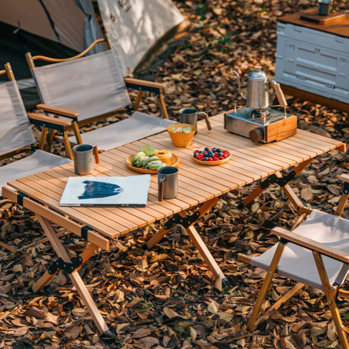 Solid Wood Removable Camping Table Modern Rectangle Camping Table