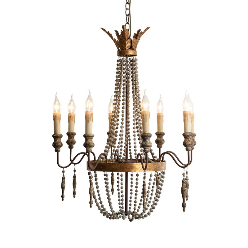 Rust Spur Empire Chandelier Traditional Metal 8/10 Bulbs Pendant Light Fixture for Living Room
