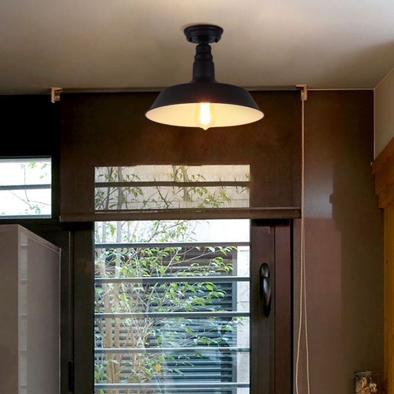Industriële schuur semi-flush mount licht metaal semi-spoel plafondmontage licht