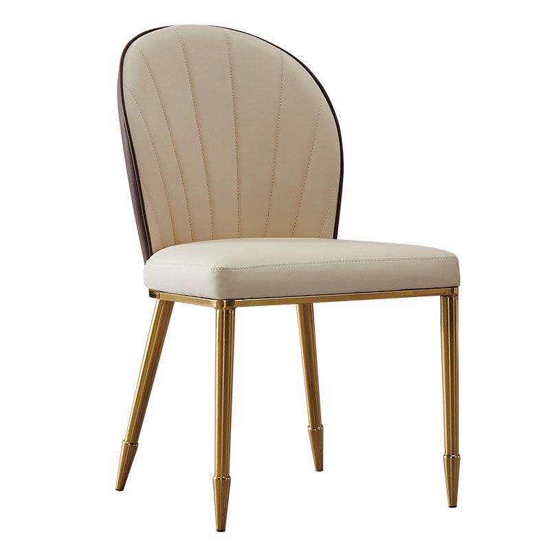 Contemporary Faux Leather Dining Chair Parsons Side Chair in White