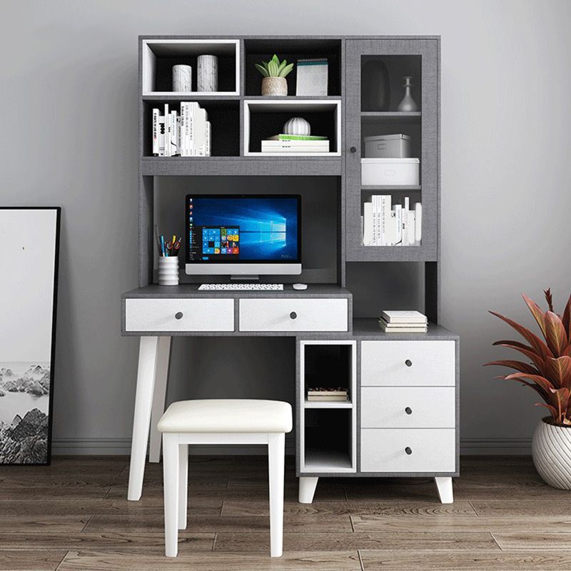 Contemporary Writing Desk Parsons Computer Desk with Wooden Legs
