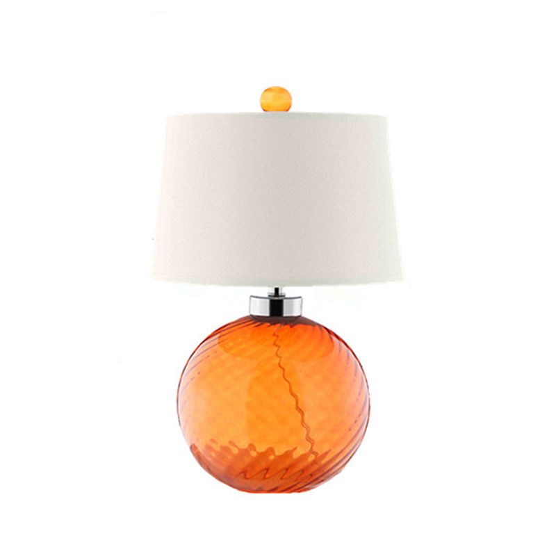 1-bulb geblazen glazen tafellamp retro stijl oranje bol basis slaapkamer tafellicht met vat stof schaduw