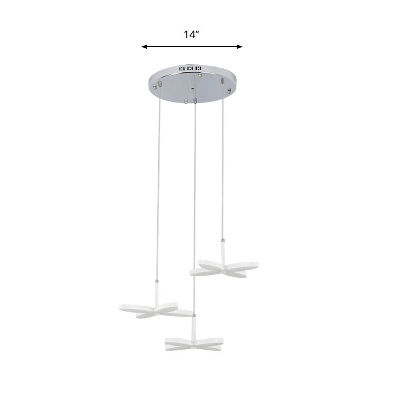 Iluminación de suspensión de flores metal nórdico 1/3/5/6 cabezas LED White Techo Luz en luz cálida/blanca