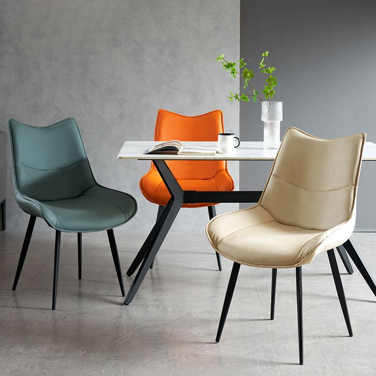 Silla de comedor estilo moderno Sillas laterales sin brazos de cocina con patas de metal