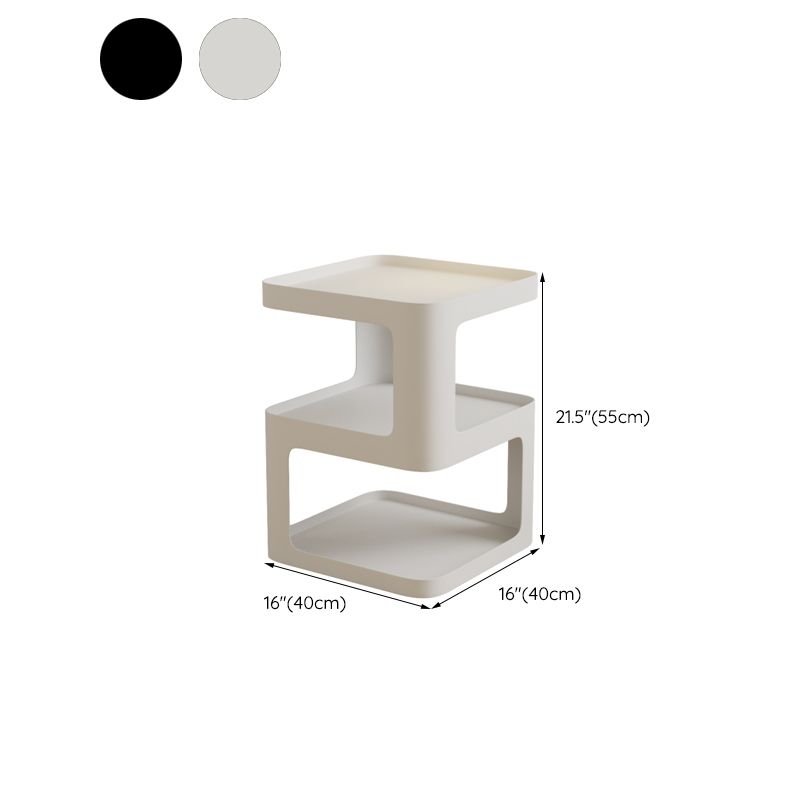 21.65" Tall Metal End Table Sqaure Top Accent Side Table With Shelves