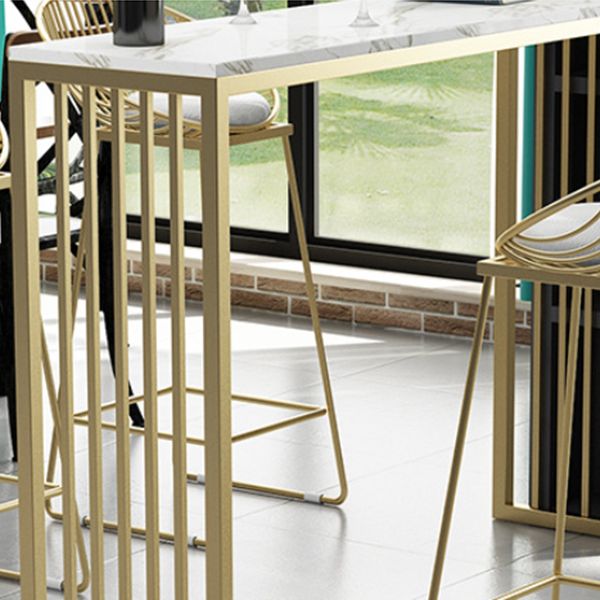 Glam Rectangle Bar Table Set 1/2/5 Pieces Stone Bar Table with High Stools