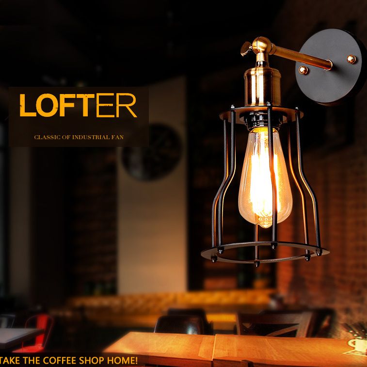 Innen- oder Outdoor -Wandleuchte Vintage Industrial Wall Light im Metallkäfig