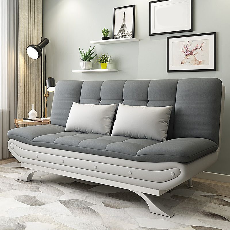 Linen Contemporary Sleeper with 2 Pillows Back for Living Room and Apartment