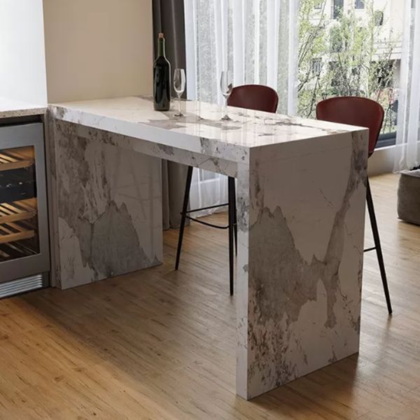 Marble Bistro Bar Height Cocktail Table with Two Legs Bistro Table