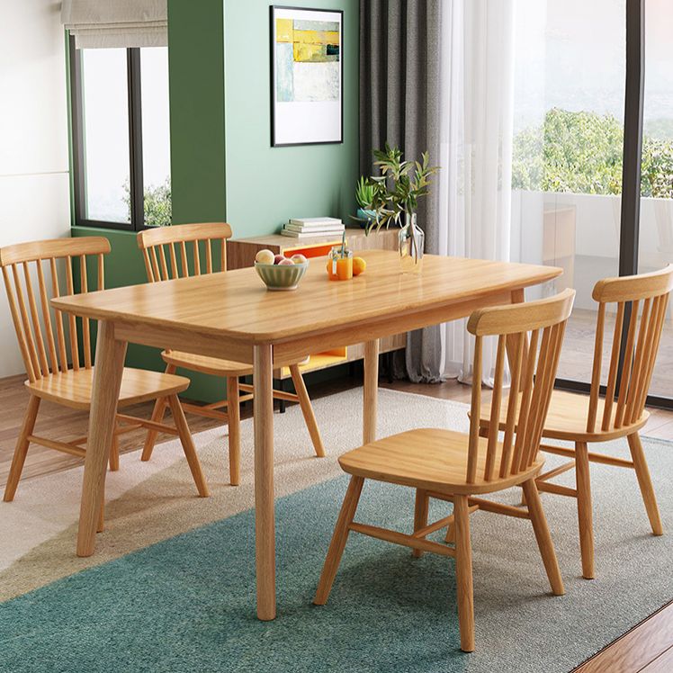 Modern Style Solid Wood Dining Set with Rectangle Shape Table and 4 Legs Base