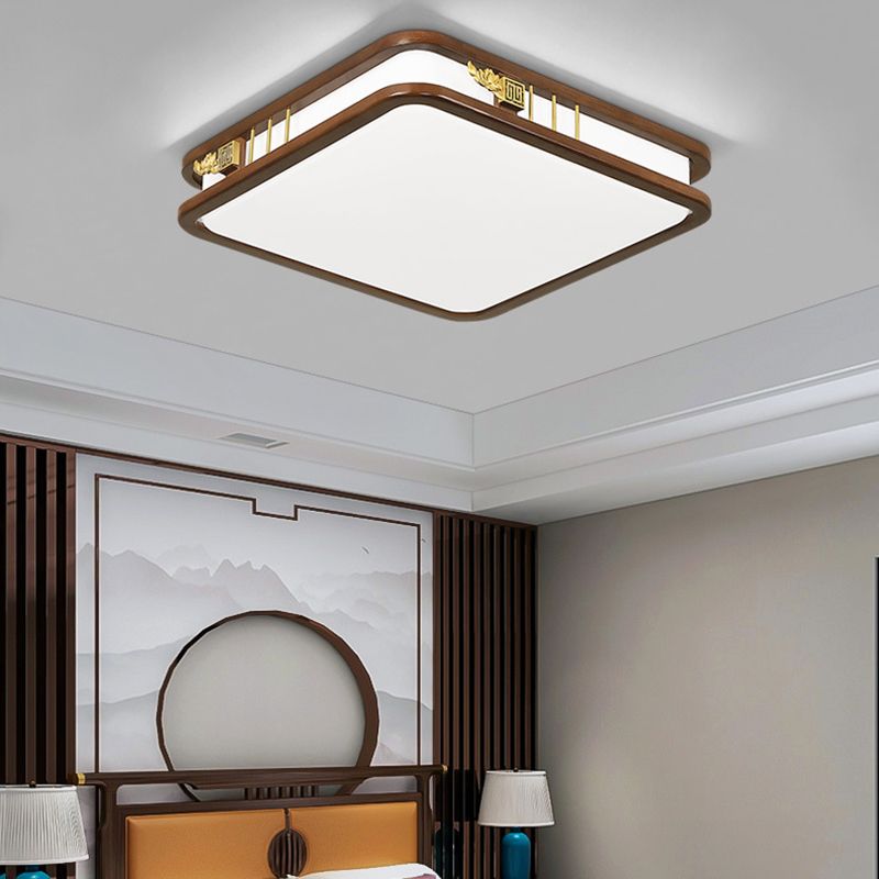 Geometric Flush Mount Fixture Modern Wood Flush Light for Living Room