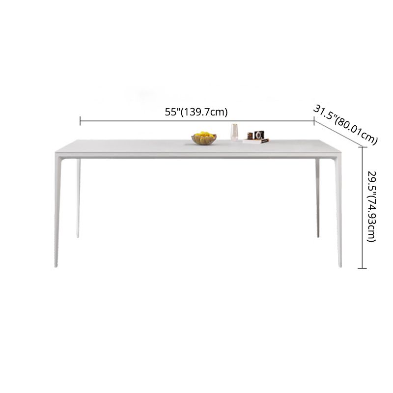 Juego de comedor estándar de piedra sinterizada moderna con mesa rectángulo juego de comedor blanco con 4 patas base