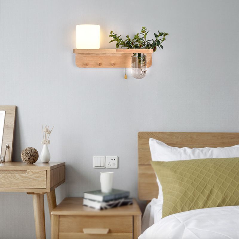 Moderne Holz Wandleuchte Scheuel ohne Pflanzen kreative Glasschattenwandleuchte