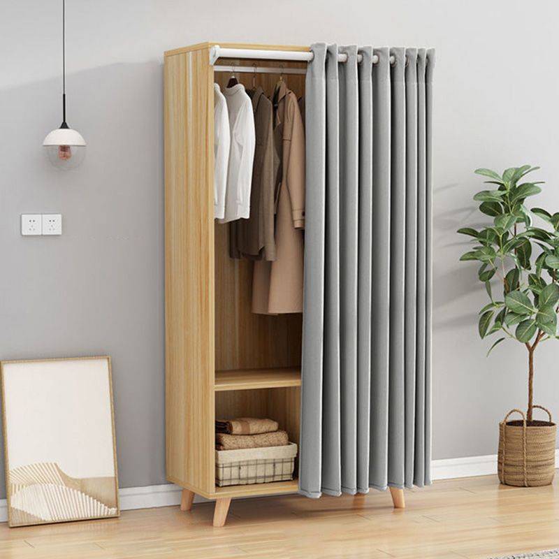 Bedroom Storage Cabinet with Clothes Rail Modern Cabinet with Wooden Legs