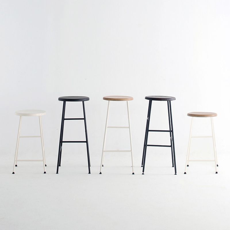 Modern Solid Wood Counter-height Stool Footrest Coffee Shop Round Bar Stools