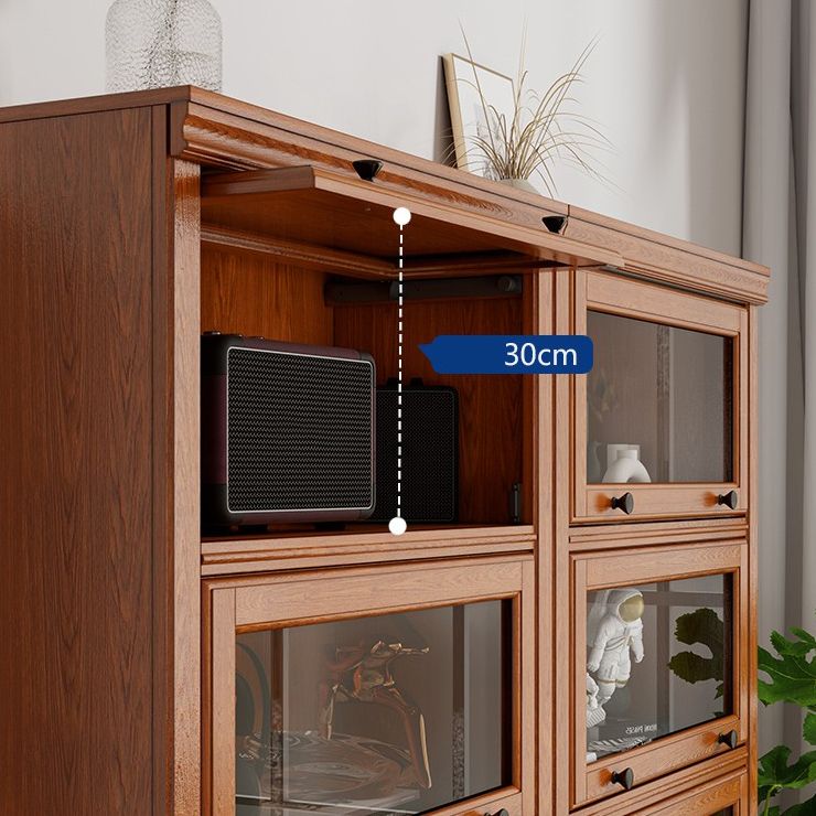 Wooden Contemporary Bookcase Standard Closed Back Bookshelf with Cabinets