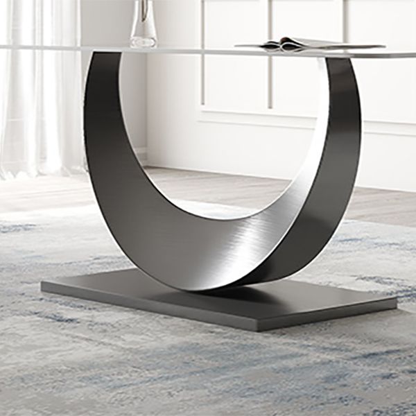 Contemporary Style Rectangle Table Sintered Stone Table with Metal Legs for Home