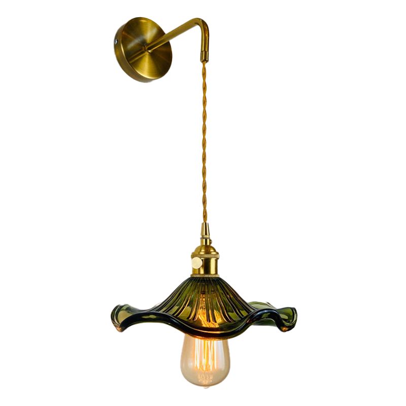 Modern Wall Sconce Metal Flower Shape Vanity Lamp with Glass / Metal Shade