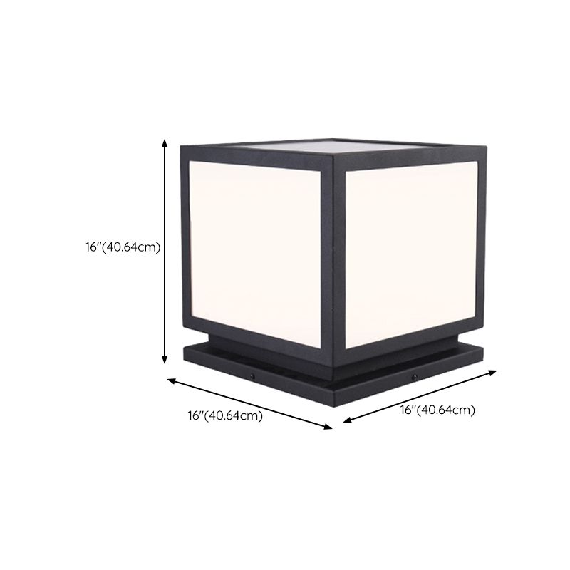 Black Square Pillar Lamp Waterproof Outdoor Solar Lights for Garden