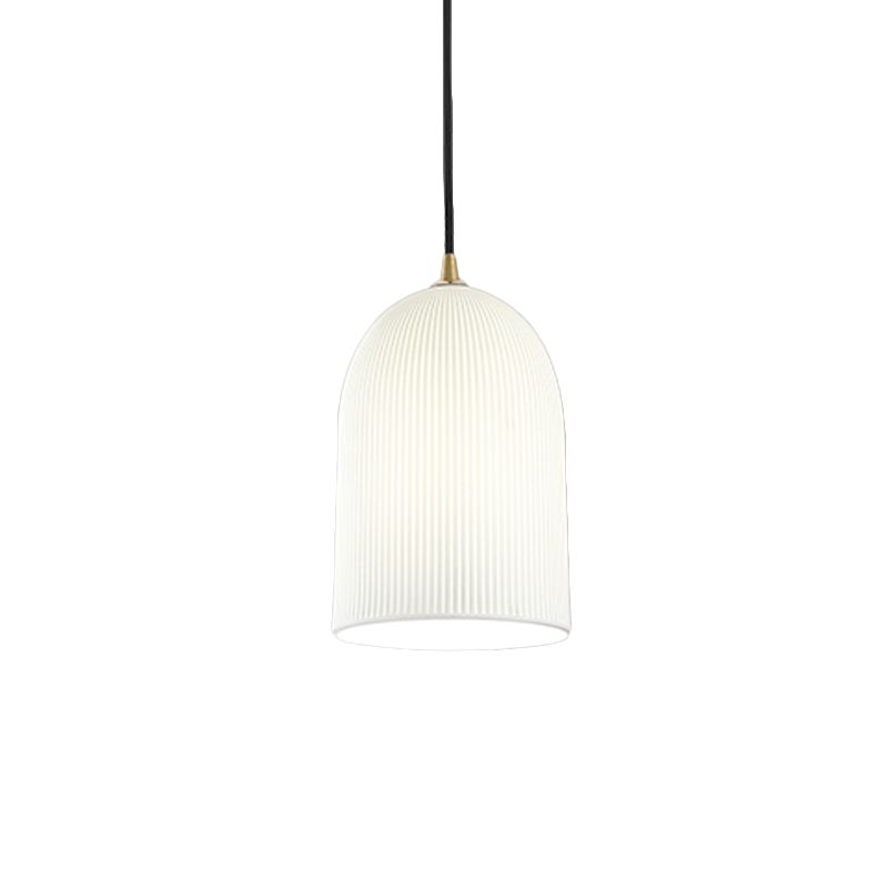 1 Glühbirnenschlafzimmer -Pendel leichter minimalistischer schwarzer Anhänger mit glocken weißer Glasschatten