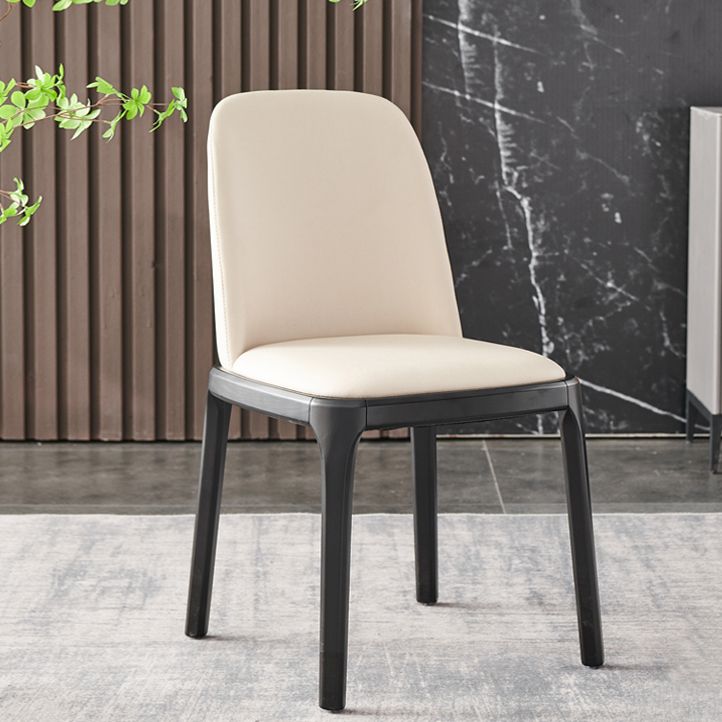 Contemporary Style Dining Chair Solid Back Dining Armless Side Chair with Wooden Legs