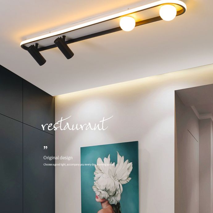 Lineare LED-Schienenbeleuchtung Leuchten Moderne Eisen Deckenleuchte mit 2-Strahlern