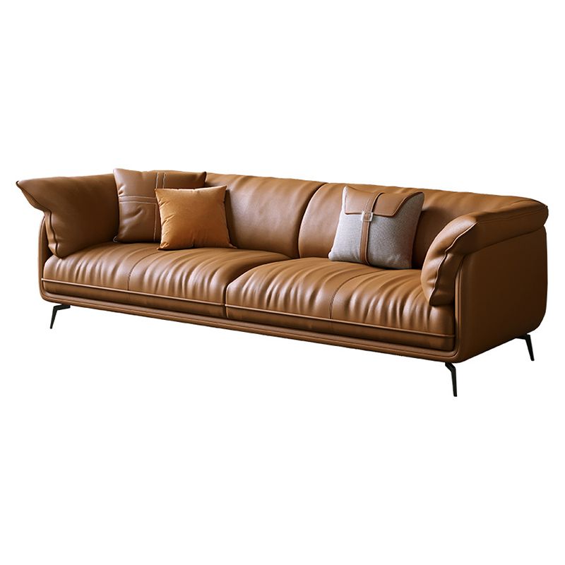 Modern Style with Pillow Back Leather/napa Upholstered Brown Sofa