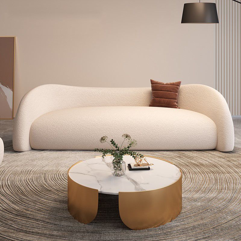 Modern Wool Curved Sofa Sloped Arm Sofa for Living Room, Apartment