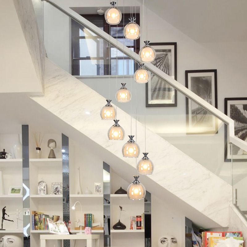 Silver Globe/Cilindro Clustro Ciondolo Modern Glass Clear Glass Apparecchia