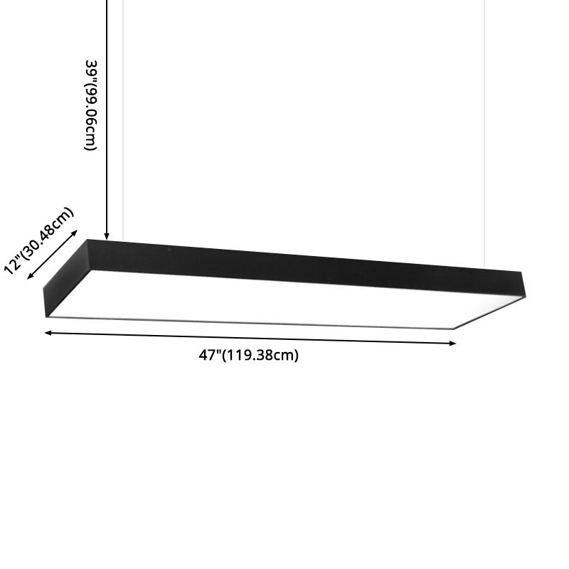 Rechthoek Acrylhangende lamp Minimalistische LED Black Down Lighting Pendant