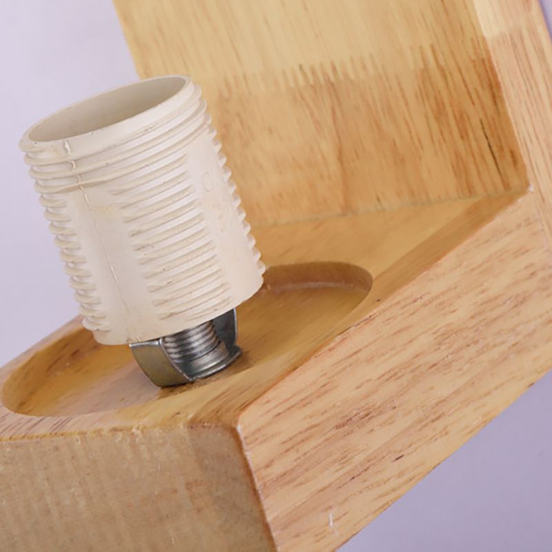 Nordic Wood Wall Light Cuboid 9" Wide Wall Sconce with White Glass for Bedroom