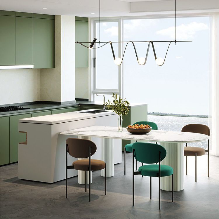 Sintered Stone Top Free Form White Table for Restaurant Modern Dining Table with 3 Legs