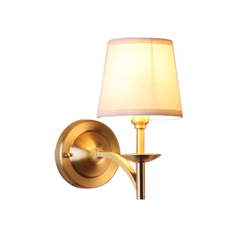 1 Kopf verjüngter Schatten Wandlampe traditioneller Stoffmetall -Wandleuchte in Gold für Kinderschlafzimmer