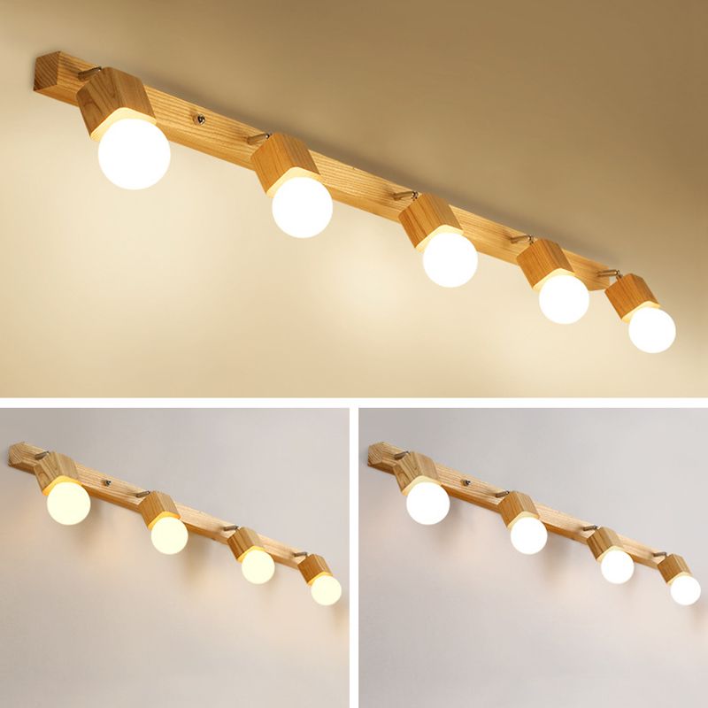 Nordic Mirror Cabinet Vanity Lighting Ideas Wooden LED Vanity Light for Dressing Table