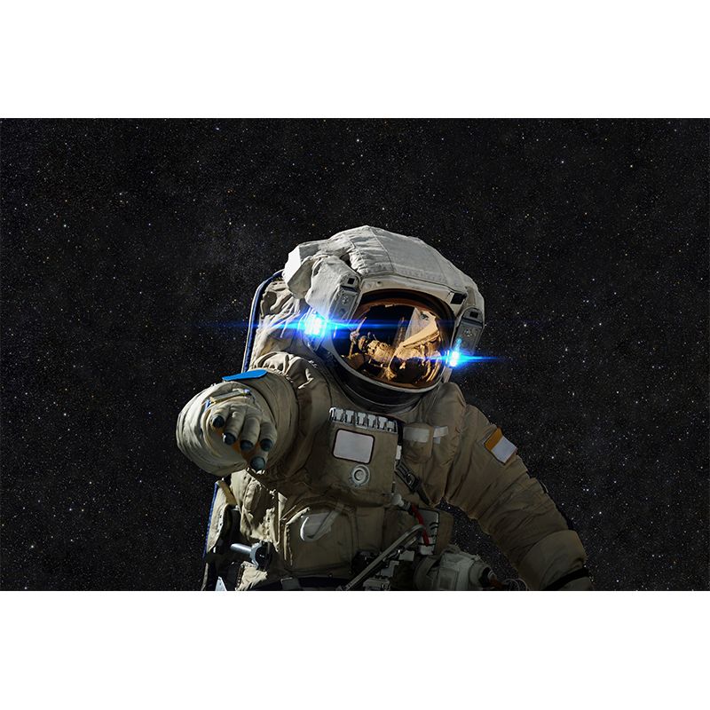 Large Astronaut View Mural Wallpaper Futuristic Outer Space Wall Covering in Black