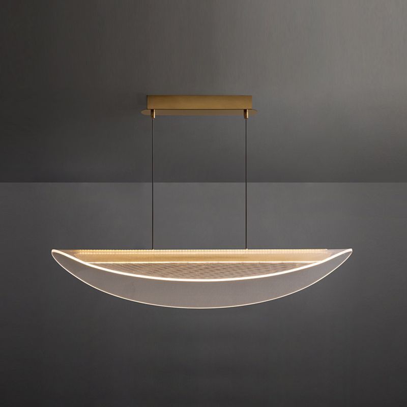 Acrylic Island Chandelier Lights Modern Style Metal Hanging Light Fixture for Dining Room