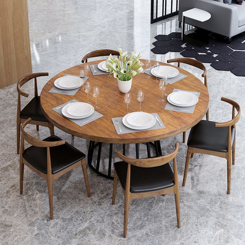 Modern 1/2/7 Pieces Dining Set Round Pine Wood Dining Table for Dining Room