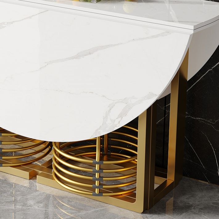 Glam Round Dinette Set 1/2/3/7 Pieces Gold Foldable Dining Table Set
