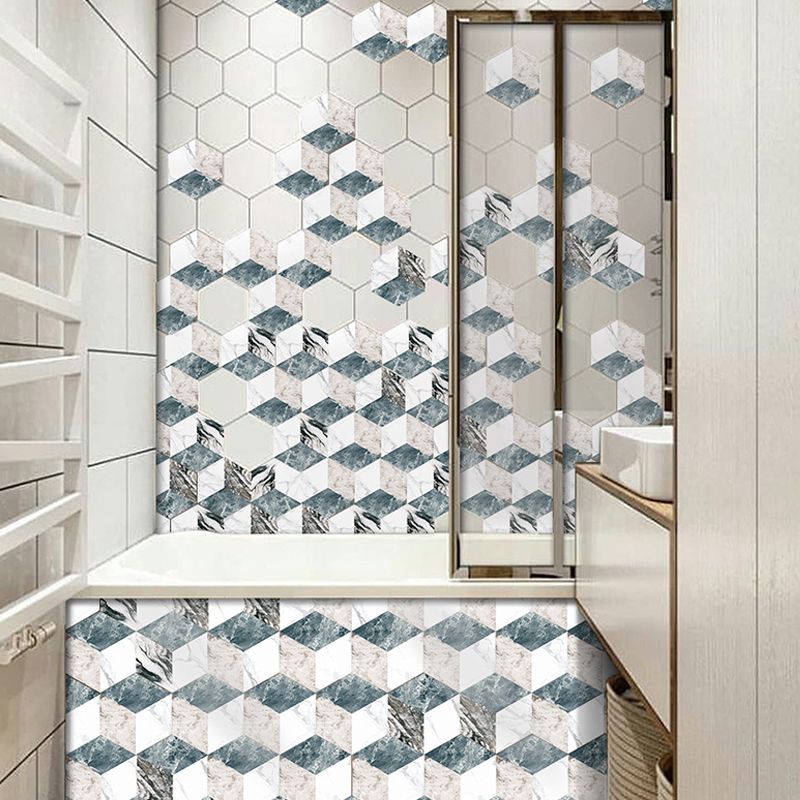 Modern Marble Cube Wallpapers Grey and White Peel and Stick Wall Covering for Bath