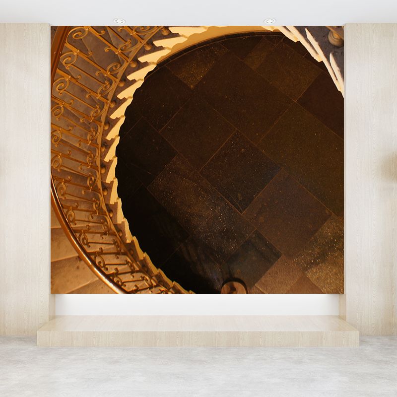 Yellow Stairway Wallpaper Mural Architecture Modern Moisture Resistant Wall Art for Home