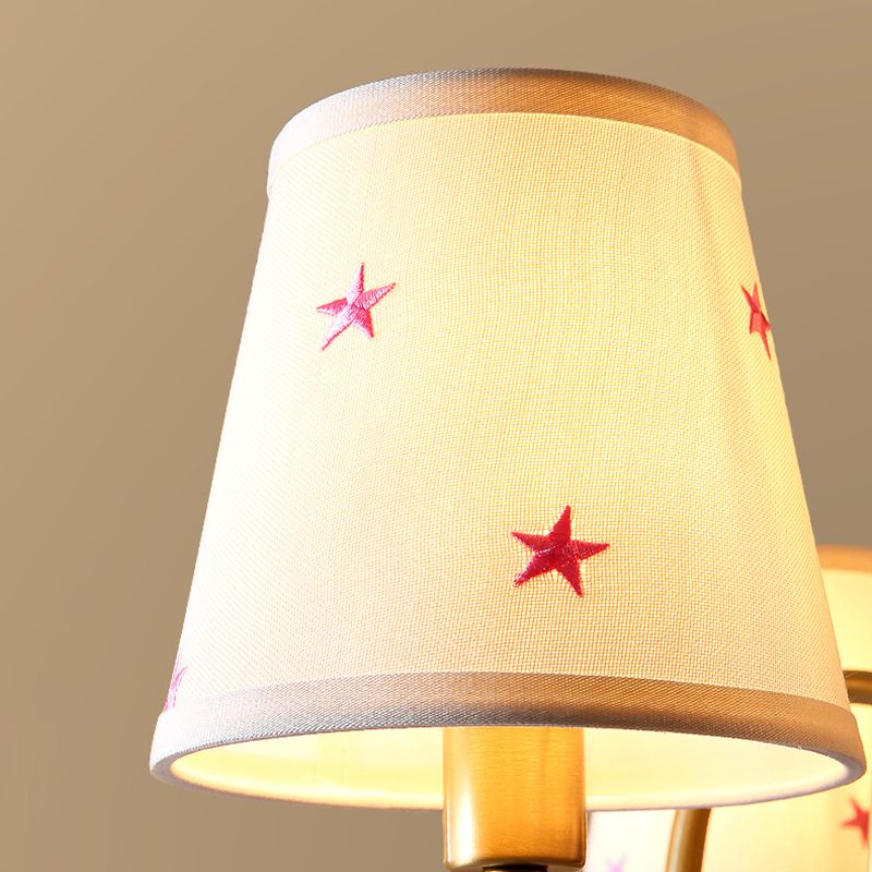 Multi-Head Chandelier Lighting Fixtures American Style Barrel Suspension Light with Fabric Shade