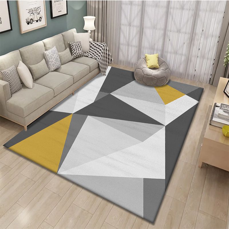 Nordic Geometric Printed Rug Multicolor Polypropylene Area Carpet Pet Friendly Easy Care Area Rug for Living Room