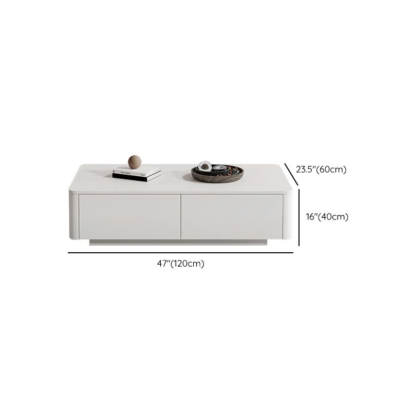 Block Coffee Cocktail Table with 4 Storage Drawers Wood Top Modern