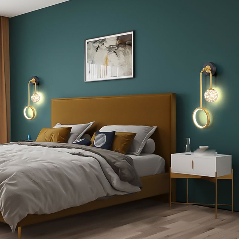 Modern Style Spherical Shape Wall Sconce Glass 2 Light Wall Lighting for Bedroom